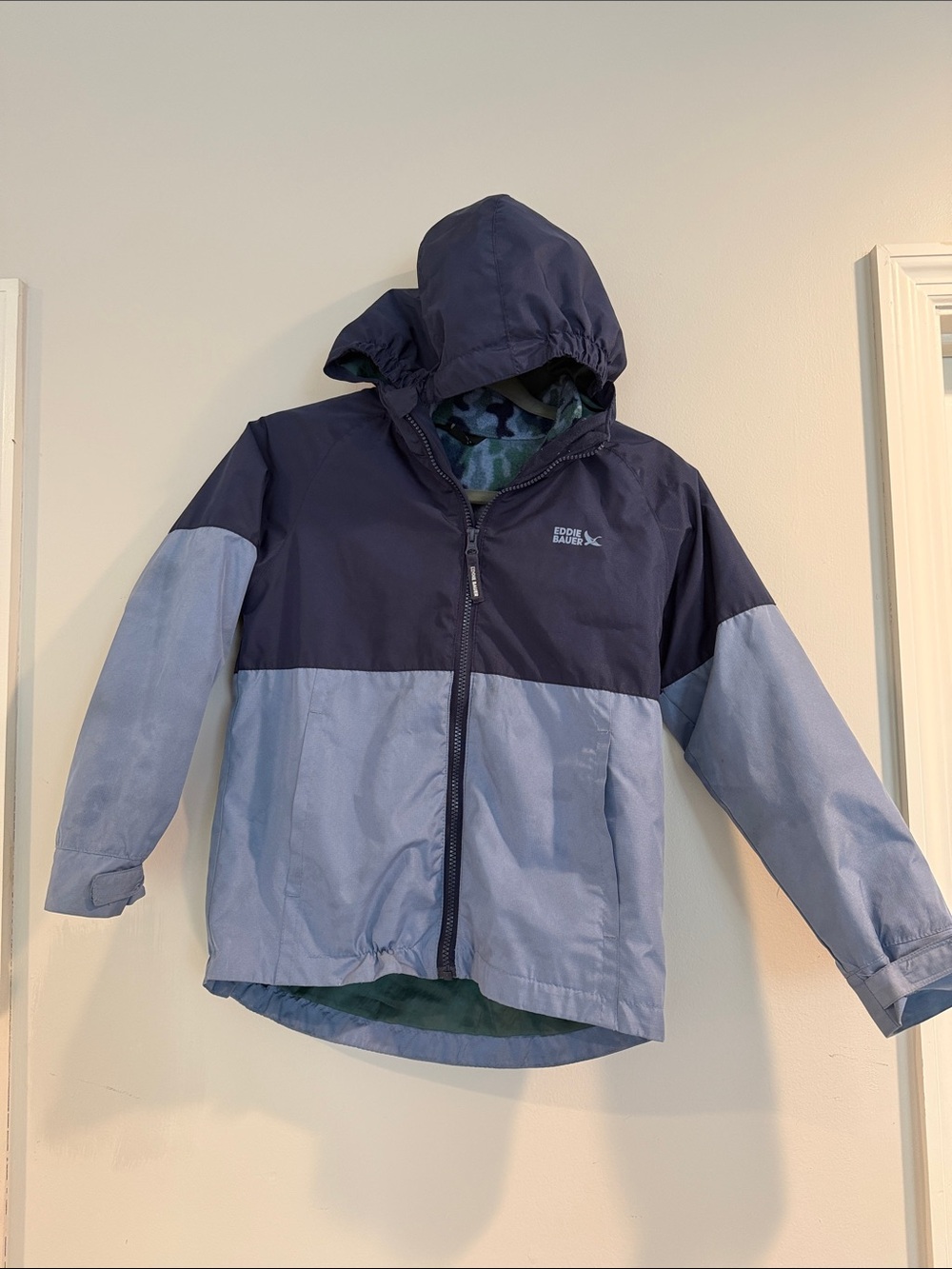 Eddie Bauer Kids Two-Tone Navy & Light Blue Hooded Fleece-Lined Jacket